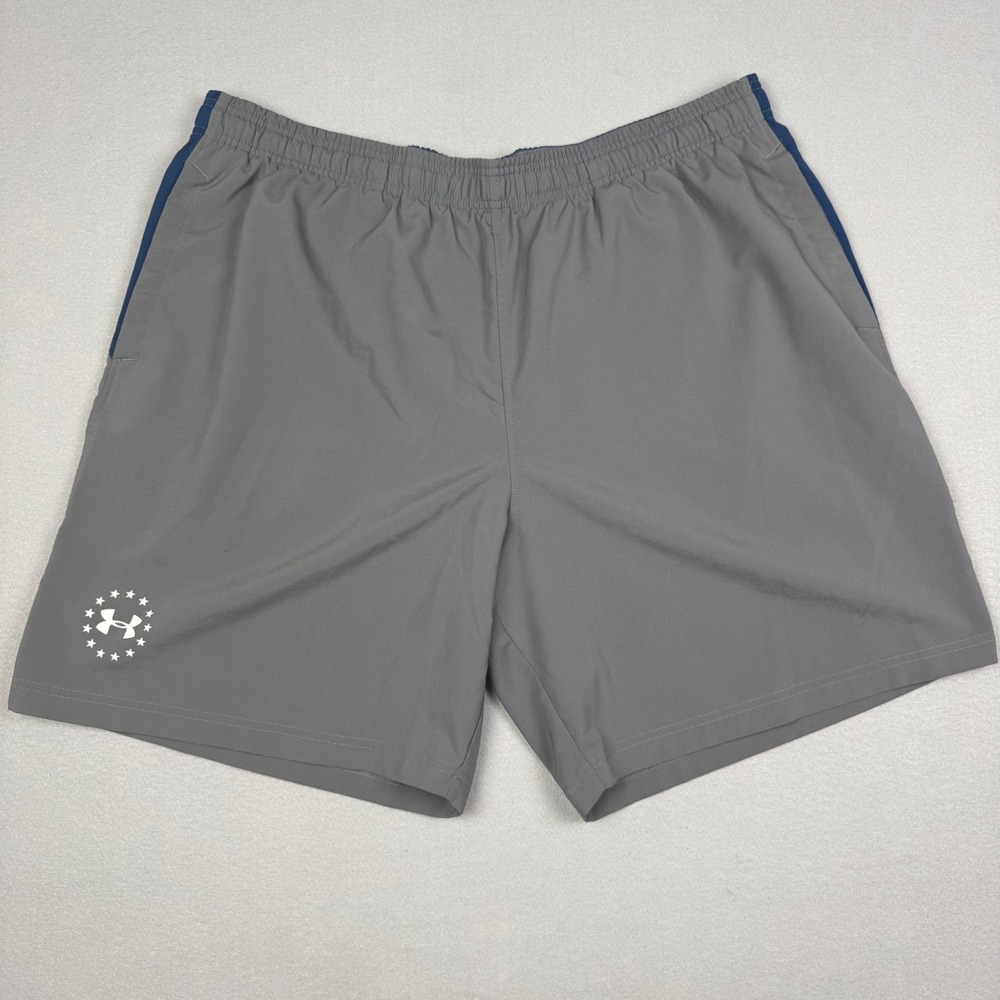 Under Armour Freedom Shorts Mens 2XL Gray Navy Blue HeatGear Athletic Training